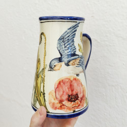 Ceramic jug "Birds" - 19cm. -