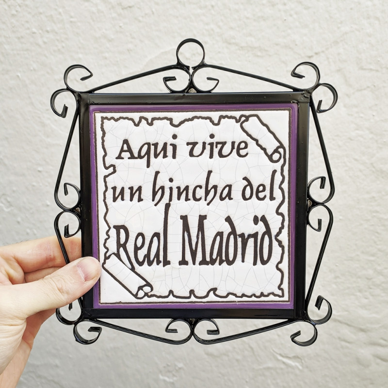 Ceramic Tile "REAL MADRID" with Frame - 15cm. (6") -