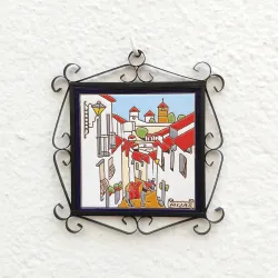 Azulejo "MIJAS" c/marco - 15cm. (6 in.) -