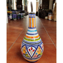 Aceitera de cerámica española colorida, pintada a mano.