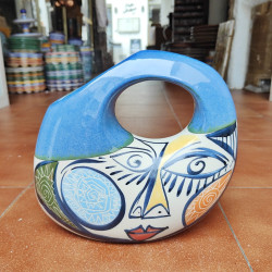 Florero de cerámica español estilo Picasso, pintado a mano.