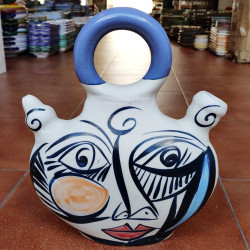 Hand-painted Spanish ceramic *botijo* in the style of Picasso.