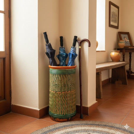 "Tito" ceramic umbrella stand, made in Úbeda, Andalusia.