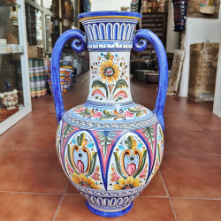 Jarron artesanal grande de cerámica para flores hecho en España.