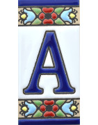 Enamelled ceramic tile letters & numbers.