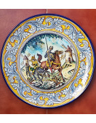 Don Quichotte et Sancho - Céramique espagnole -